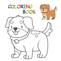 figli di colorazione libro con un' cucciolo. colorazione pagina con carino cartone animato cane. vettore illustrazione.
