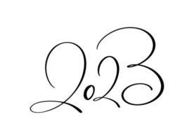 mano disegnato vettore lettering calligrafia nero numero testo 2023. contento nuovo anno saluto carta. Vintage ▾ Natale illustrazione design