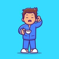 assonnato tipo Tenere caffè cartone animato vettore icona illustrazione. persone icona concetto isolato premio vettore. piatto cartone animato stile