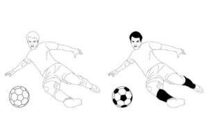 vettore calcio giocatore. nero e bianca linea arte illustrazione.