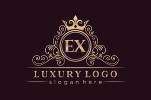 ex iniziale lettera oro calligrafico femminile floreale mano disegnato araldico monogramma antico Vintage ▾ stile lusso logo design premio vettore