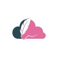 nube piuma vettore logo design. formazione scolastica e pubblicazione logo concetto.