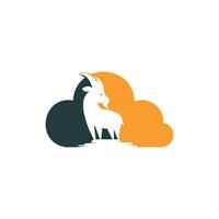 capra e nube logo design. montagna capra vettore logo design.