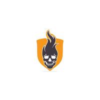 cranio con fiamme vettore logo design. freddo tatuaggio o logo design.