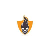 cranio con fiamme vettore logo design. freddo tatuaggio o logo design.