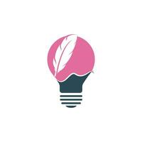 piuma lampadina logo design. ispirare scrittore logo design. formazione scolastica e pubblicazione logo concetto. vettore
