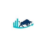 design del logo del toro finanziario. grafico toro commerciale, logo finanziario. icona del logo della produttività aziendale della barra del grafico delle finanze dell'economia. vettore