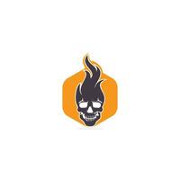 cranio con fiamme vettore logo design. freddo tatuaggio o logo design.