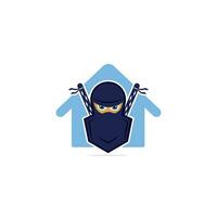 ninja Casa vettore logo design.
