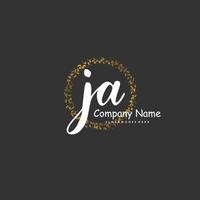 ja iniziale grafia e firma logo design con cerchio. bellissimo design manoscritto logo per moda, squadra, nozze, lusso logo. vettore