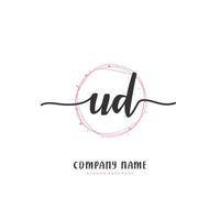 ud iniziale grafia e firma logo design con cerchio. bellissimo design manoscritto logo per moda, squadra, nozze, lusso logo. vettore