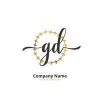 gd iniziale grafia e firma logo design con cerchio. bellissimo design manoscritto logo per moda, squadra, nozze, lusso logo. vettore