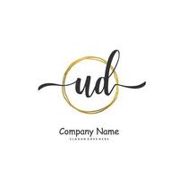 ud iniziale grafia e firma logo design con cerchio. bellissimo design manoscritto logo per moda, squadra, nozze, lusso logo. vettore