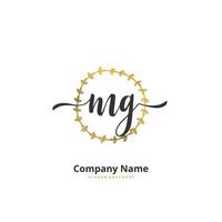 mg iniziale grafia e firma logo design con cerchio. bellissimo design manoscritto logo per moda, squadra, nozze, lusso logo. vettore