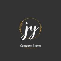 jy iniziale grafia e firma logo design con cerchio. bellissimo design manoscritto logo per moda, squadra, nozze, lusso logo. vettore