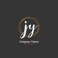 jy iniziale grafia e firma logo design con cerchio. bellissimo design manoscritto logo per moda, squadra, nozze, lusso logo. vettore