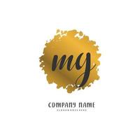 mg iniziale grafia e firma logo design con cerchio. bellissimo design manoscritto logo per moda, squadra, nozze, lusso logo. vettore