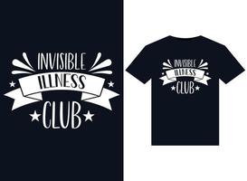 invisibile malattia club illustrazioni per pronti per la stampa magliette design vettore
