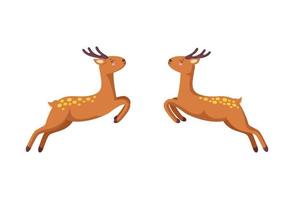 Due renne salto per ogni Altro. bosco Cervi nel cartone animato stile. vettore illustrazione