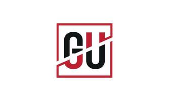 GU logo design. iniziale GU lettera logo monogramma design nel nero e rosso colore con piazza forma. professionista vettore