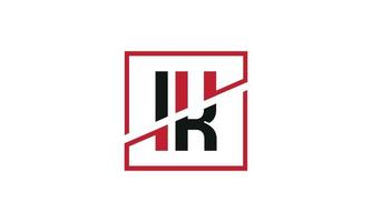 ik logo design. iniziale ik lettera logo monogramma design nel nero e rosso colore con piazza forma. professionista vettore