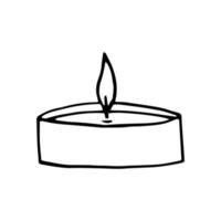 candela nel un' vaso mano disegnato nel scarabocchio stile. icona, etichetta, arredamento elemento vettore
