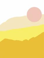 astratto minimalista manifesti nel trend colori. paesaggio montagne e sole. vettore illustrazione. carta modello