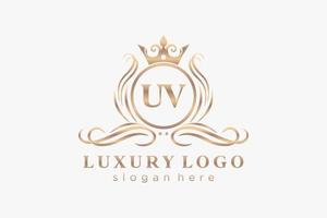 iniziale uv lettera reale lusso logo modello nel vettore arte per ristorante, regalità, boutique, bar, Hotel, araldico, gioielleria, moda e altro vettore illustrazione.