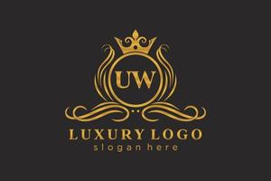 iniziale uw lettera reale lusso logo modello nel vettore arte per ristorante, regalità, boutique, bar, Hotel, araldico, gioielleria, moda e altro vettore illustrazione.