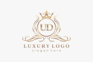 iniziale ud lettera reale lusso logo modello nel vettore arte per ristorante, regalità, boutique, bar, Hotel, araldico, gioielleria, moda e altro vettore illustrazione.