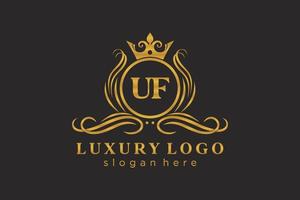 iniziale uf lettera reale lusso logo modello nel vettore arte per ristorante, regalità, boutique, bar, Hotel, araldico, gioielleria, moda e altro vettore illustrazione.