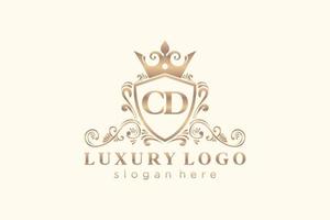 iniziale CD lettera reale lusso logo modello nel vettore arte per ristorante, regalità, boutique, bar, Hotel, araldico, gioielleria, moda e altro vettore illustrazione.