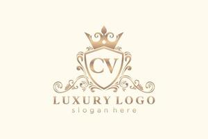 iniziale CV lettera reale lusso logo modello nel vettore arte per ristorante, regalità, boutique, bar, Hotel, araldico, gioielleria, moda e altro vettore illustrazione.