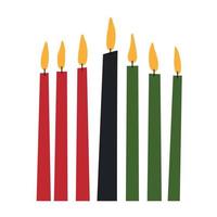 Kwanzaa clip arte - Sette lungo kinara candele - rosso, Nero, verde. carino semplice clipart per africano americano Kwanzaa celebrazione vacanza vettore