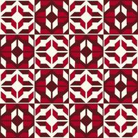 astratto geometrico senza soluzione di continuità modello. rosso bianco geometrico senza soluzione di continuità scacchi modello stile. etnico geometrico rosso colore modello su bianca sfondo per interno decorazione elementi, avvolgere. vettore