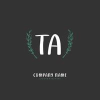 ta iniziale grafia e firma logo design con cerchio. bellissimo design manoscritto logo per moda, squadra, nozze, lusso logo. vettore