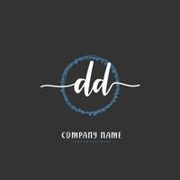 dd iniziale grafia e firma logo design con cerchio. bellissimo design manoscritto logo per moda, squadra, nozze, lusso logo. vettore