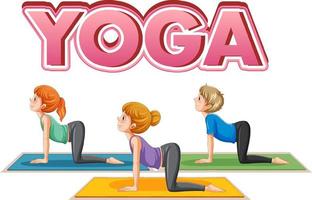 persone praticante yoga con testo vettore