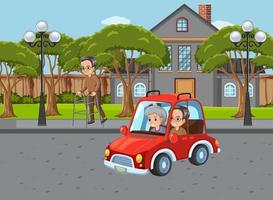 anziano coppia guida auto vettore