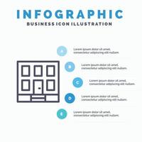 edificio casa Casa costruzione linea icona con 5 passaggi presentazione infografica sfondo vettore