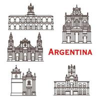 argentina punti di riferimento edifici vettore linea icone