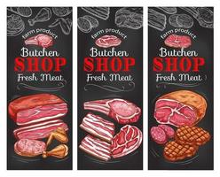 carne e salsiccia lavagna bandiera di grappolo negozio vettore