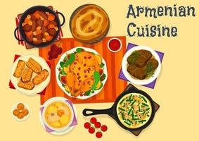 armeno cucina icona di carne cena con dolce vettore