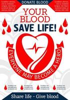 sangue donazione manifesto per Salute beneficenza design vettore