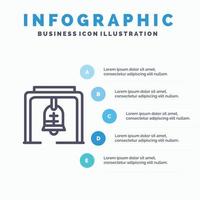 mettere in guardia campana Natale campana Chiesa campana linea icona con 5 passaggi presentazione infografica sfondo vettore