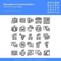 discussione e comunicazione icona impostato .contiene come icone ,discussione, conferenza, video, chiamata, caffè rompere, Chiacchierare vettore