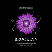 girasole brooklyn scrittura disegno, adatto per schermo stampa vettore