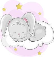 carino coniglietto addormentato su un' nube vettore