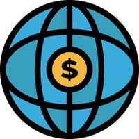 mondo globo Internet dollaro piatto colore icona vettore icona bandiera modello