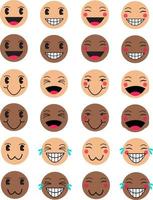 vettore cartone animato emoji assortito espressioni contento uomini e donne